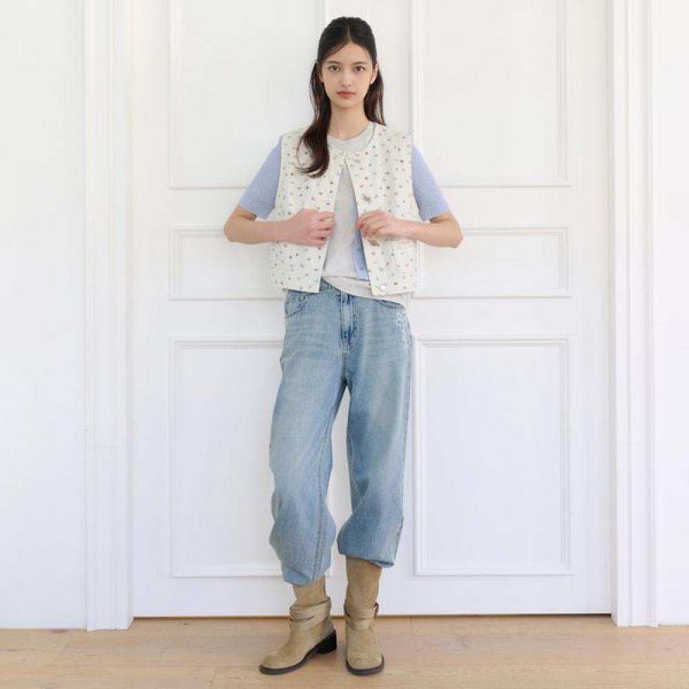 ThurSday ISland Women S Flower Print Denim veSt T264mvt272w