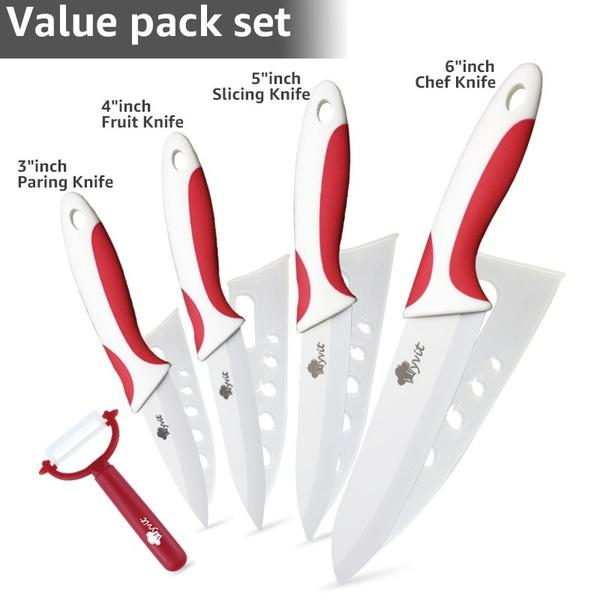 Kitchen Knife Set Ceramic Knives Paring Utility Slicing Chef 3 4 5 Inch White Zirconia Blade Fruit Vegetable Knife Tools Cutter