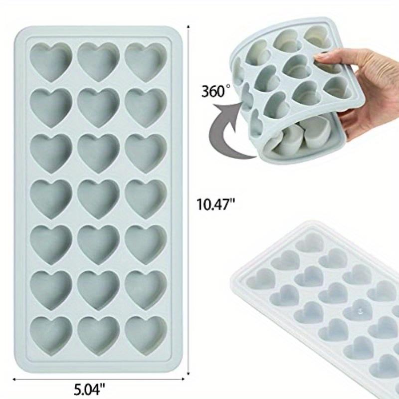 Heart Shaped Ice Cube Trays with Lid Silicone Heart Mold Easy Release Ice Trays 21Cavity Heart Molds for Ice Cubes Gelatine Chocolate Baking and Candy