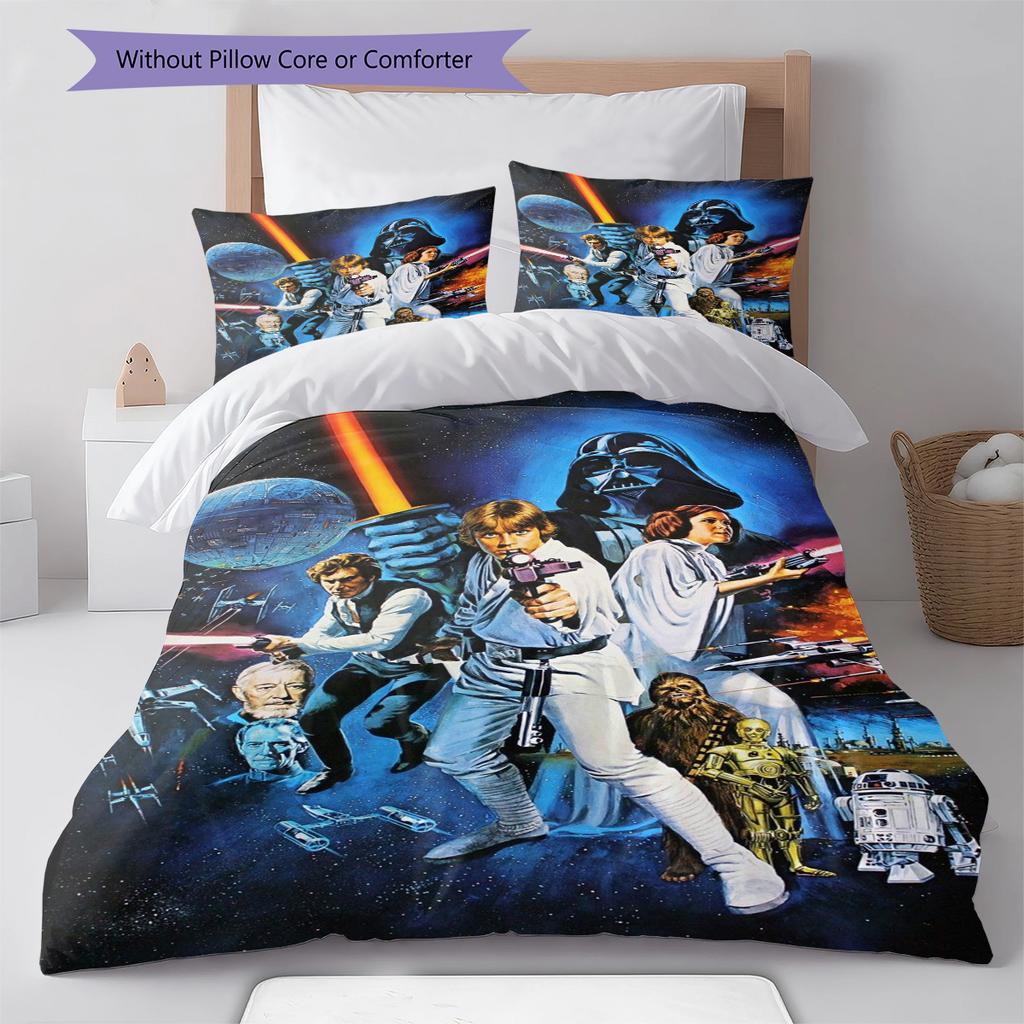 Set cu cuvertură și fețe de pernă cu model Space Opera Decorațiune pentru casă Cadou (1 * husă de pilotă + 2 * fețe de pernă, fără miez)