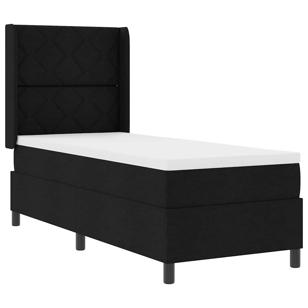 Boxspring Bed with Pillow and Headboard Black 190 X 90 Cm Fabric