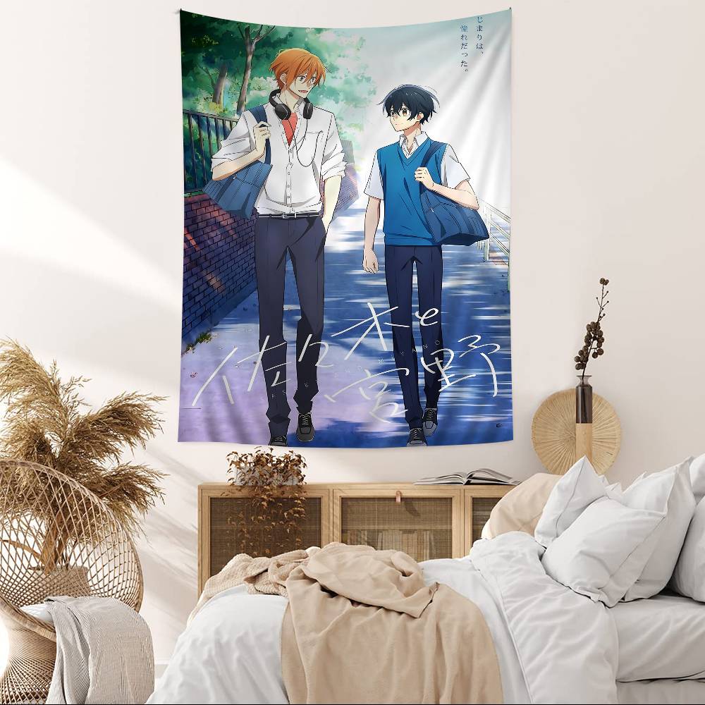 Sasaki And Miyano Anime Anime Tapestry Hippie Flower Wall Carpets Dorm Decor Cheap Hippie Wall Hanging