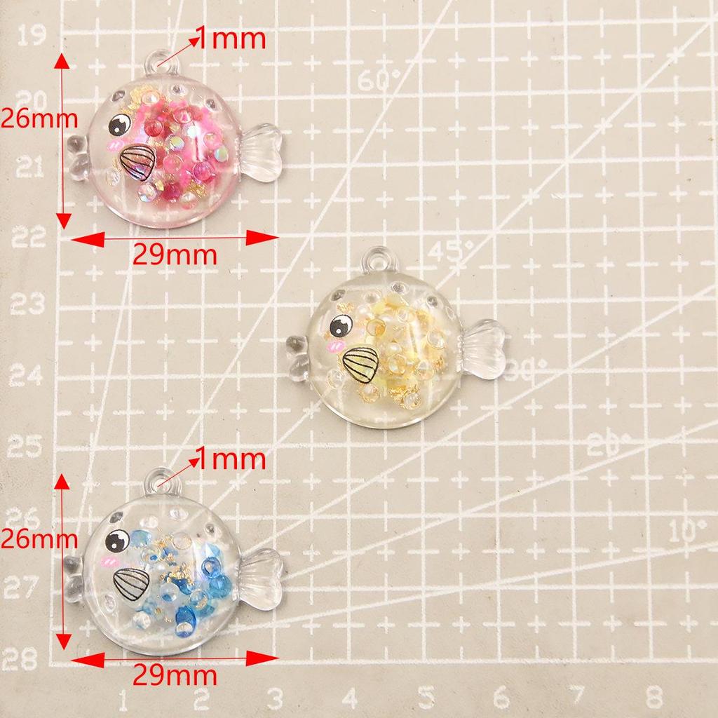 8-Color 26x29mm DIY Luminous Resin Pufferfish Pendant Jewelry Accessories