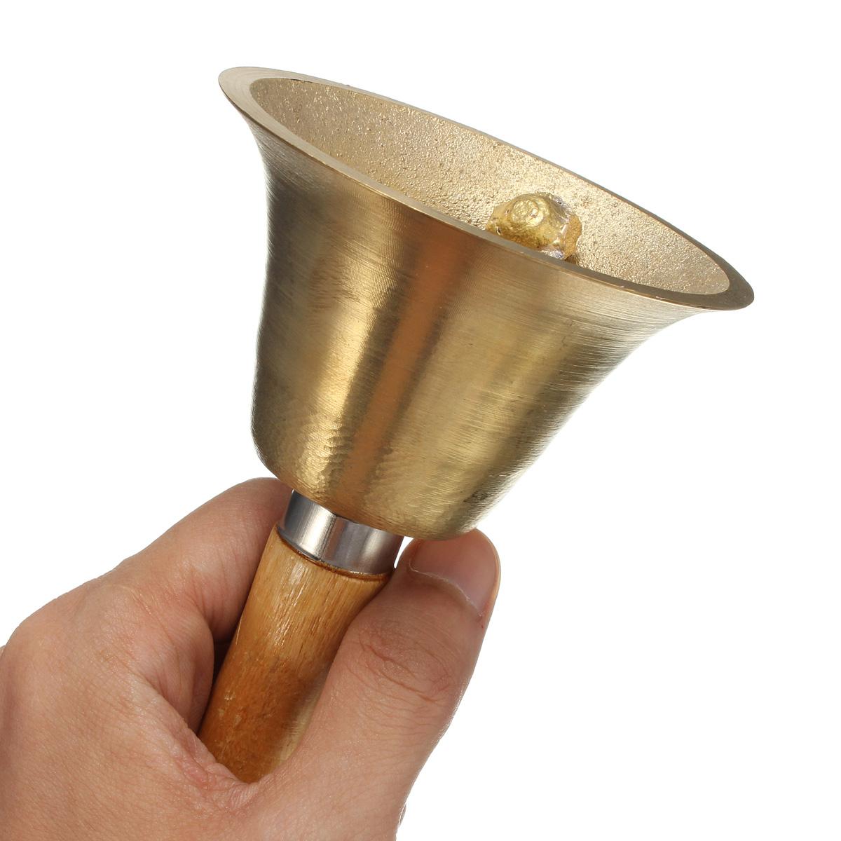 

Твердый медный латунный колокольчик с деревянной ручкой для званого обеда, магазина, отеля, церкви Санта-Клауса