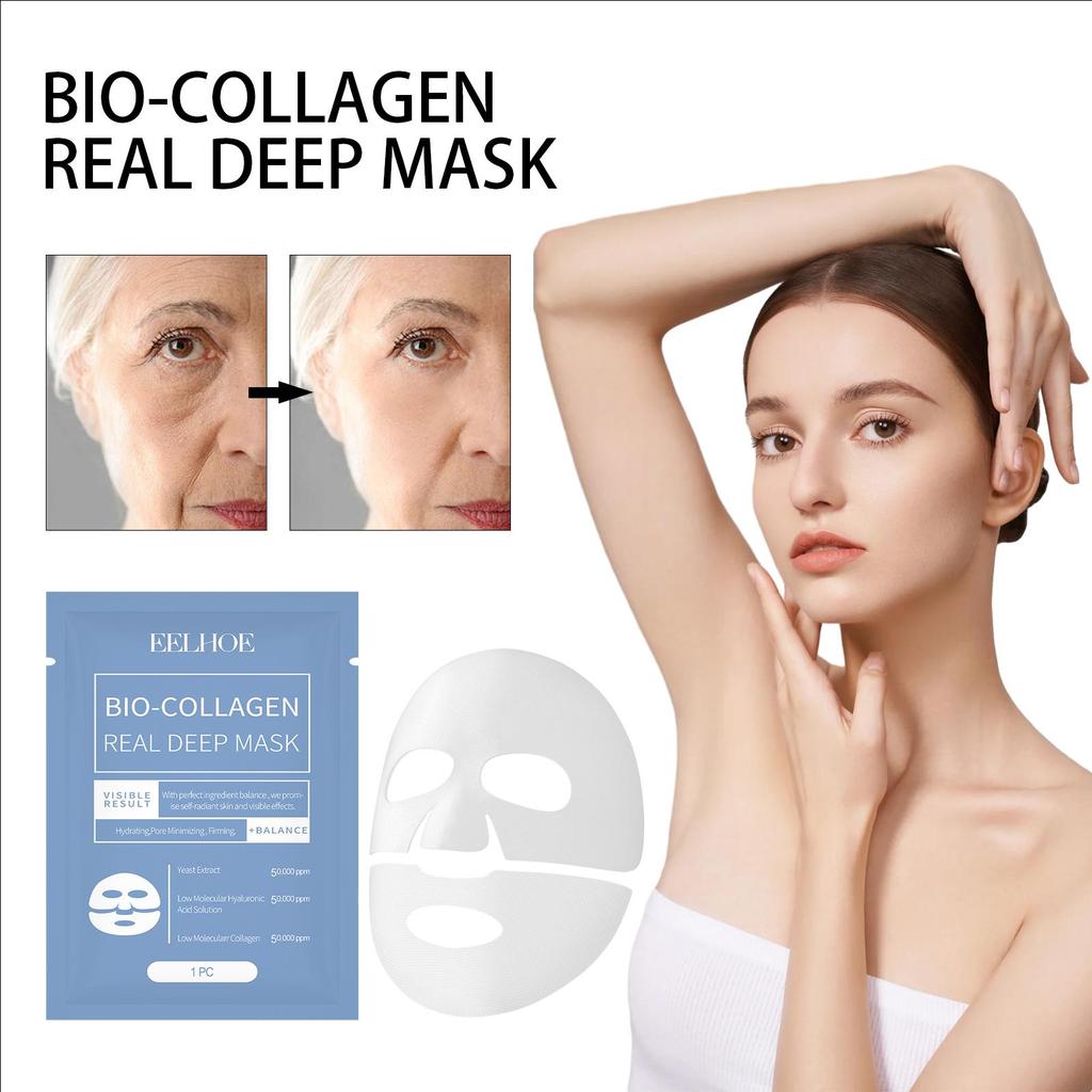 Bio Collagen Real Deep Mask Shrink Pores Deep Hydrating Overnight Face Mask Moisturizing Refreshing Brightening Face Skin Care