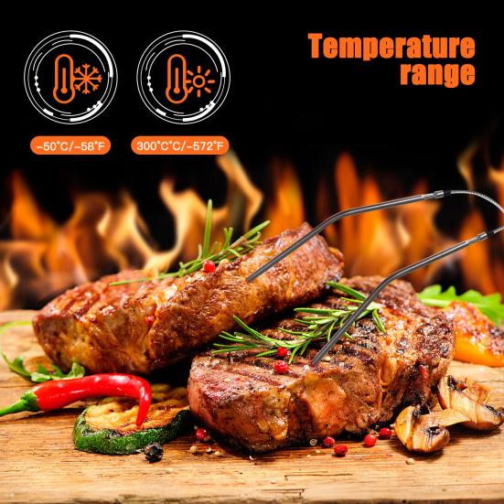 Wireless Digital Waterproof Instant Read Food Meat Cooking Remote Thermometer with Dual Probes