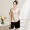 TUHUANG Women's Silk Blend Batwing Sleeve T-Shirt