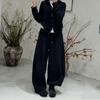 New Wide-Leg Woolen Ribbed Sweatpants with Pockets - Loose, Straight-Leg Banana Style for Casual Warmth.