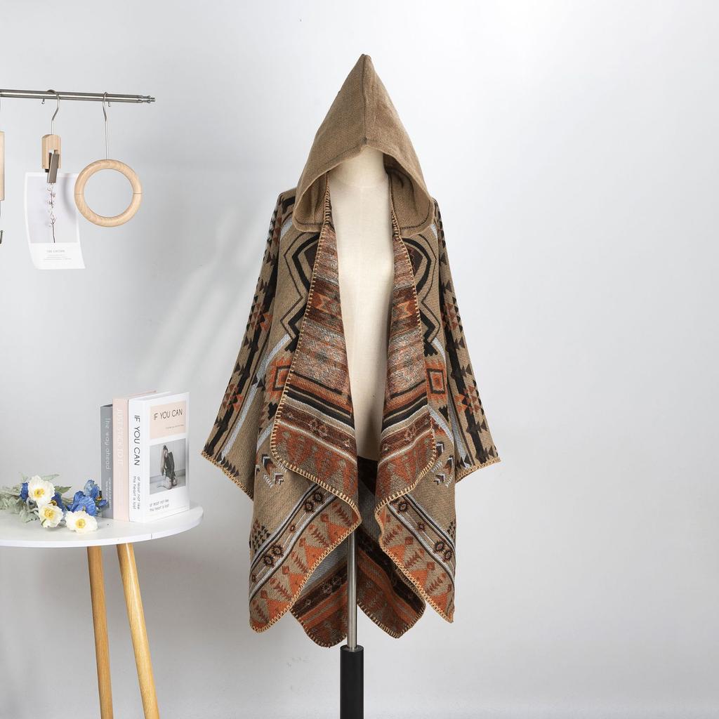 Large Shawl Cape For Men And Women With Hats In All Seasons, Thickened Scarf For Travel To Keep Warm, Literary Wear Cape