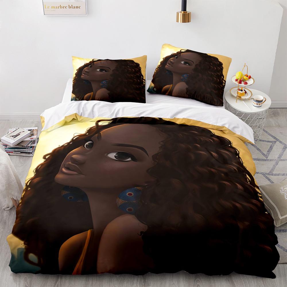 African Girls Bedding Sets Quilt Bed Cover Comforter Duvet Cover Pillow Case 2-3 Pieces Sets Kids Adult Bedroom Decoration