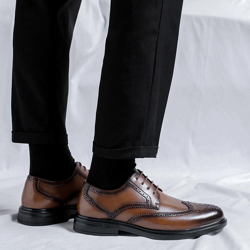 Classic Men's Genuine Leather Shoes Spliced with Business Shoes Versatile Casual Shoes Banquet Dress Shoes Luxury Wedding Shoes