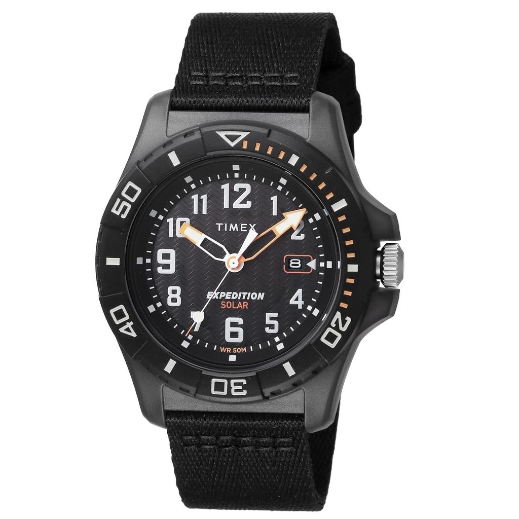 TIMEX Expedition Free-dive Ocean Black Dial Plastic Mineral Glass Solar 5 ATM Water Resistant 44MM Watch TW2V40500 Mens