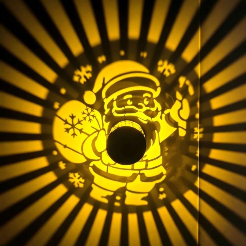 Solar Outdoor Wall Light Santa Claus Projection Lamp Christmas Iron Art Garden Decorative Wall Lamp For Yard Courtyard Xmas Gift