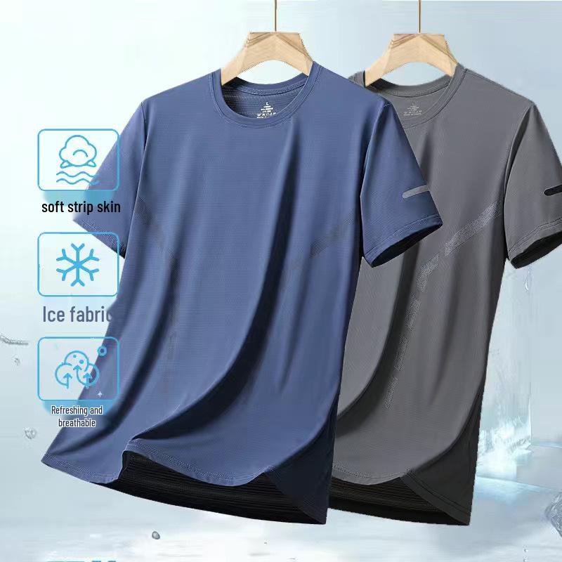 Men's Quick-Dry Ice Silk Mesh T-Shirt - Breathable, Loose-Fit, Casual Short Sleeve Sportswear