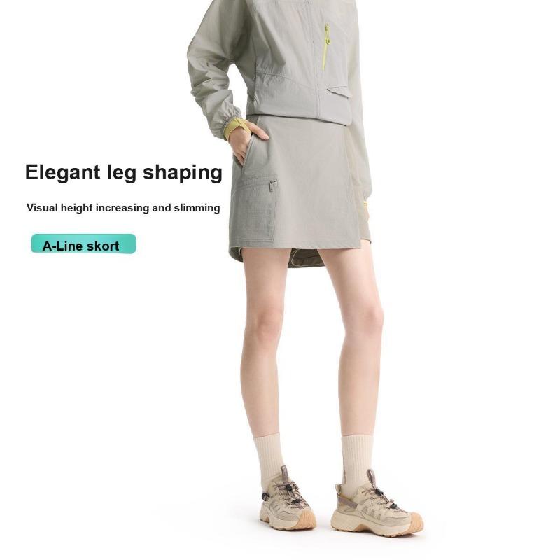 Li Ning Outdoor CF Quick-Dry Cool Sensation Sun Protection A-Line Sports Skirt Pants Women Bottoms Smoke-Gray Brown-Gray ASKW042-6