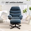 Recliner Chair with Ottoman, Lounge Chair with Chenille Fabric, Modern TV Chair, 78 X 93 X 100 Cm, Blue