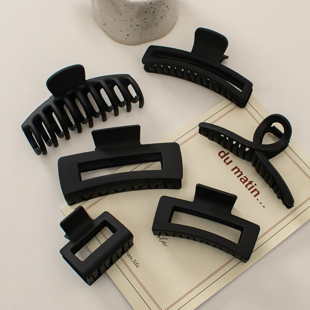 Simple Black Frosted Hairpin Hair Claw Clip Solid Color Multishaped Durable Headwear Hair Clip Hair Accessory for Women