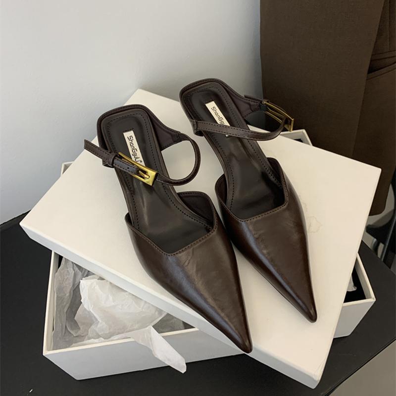 Fashion Summer Cover Toe Women Slippers Fashion Singbacks Mules Shoes Ladies Elegant Thin Heel Stripper Party Sandalias