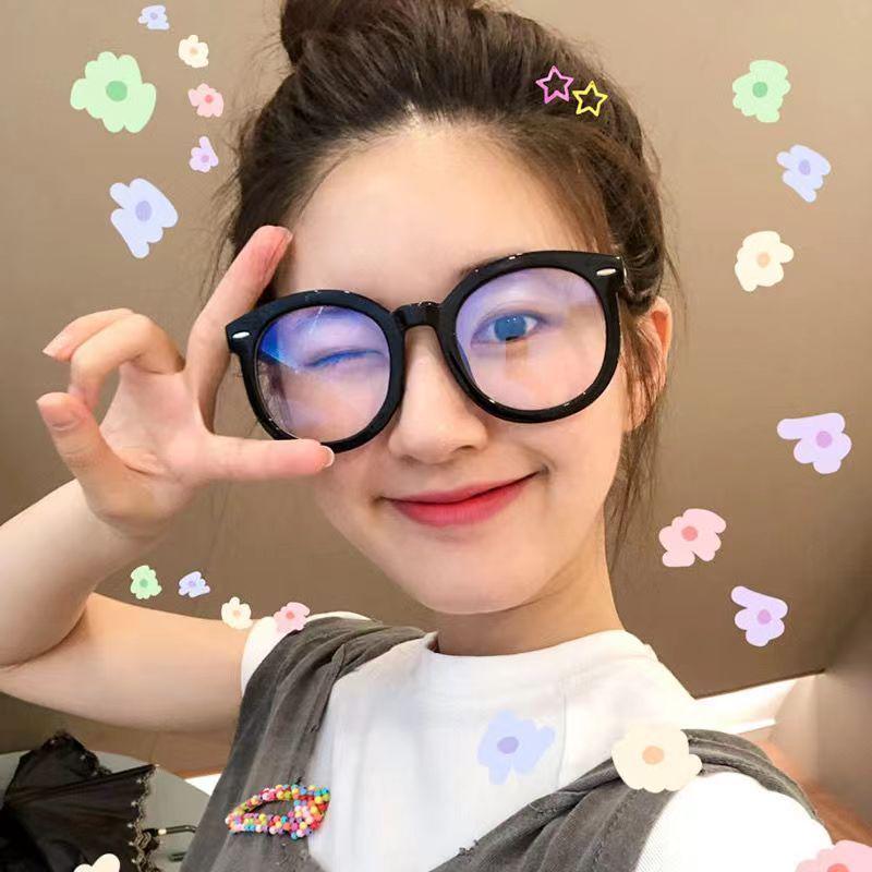 Damen Große Runde Schwarze Fassungsfarbe Wechselnde Korrektionsbrille - Blaulichtblockierend & Myopiekorrektur