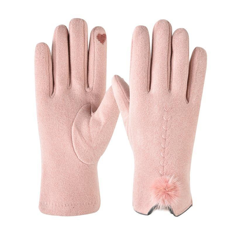 German velvet gloves for men and women to keep warm in autumn and winter, velvet outdoor riding touch screen Korean version simple hair mouth