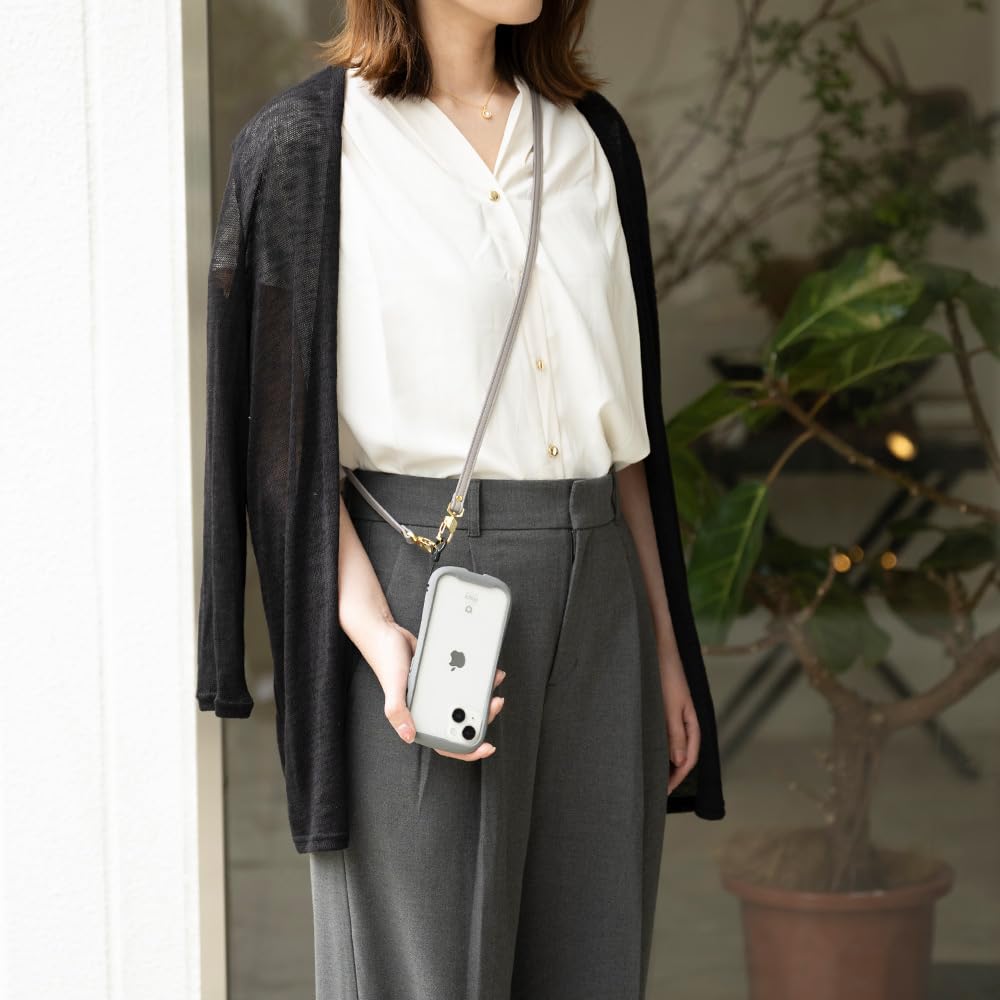 iFace Hang and Shoulder Strap Phone Neck iFace Shoulder Drop (PU Leather/Gray) [Smartphone/Mobile Strap, Strap, Crossbody/Neck Strap, Prevention,