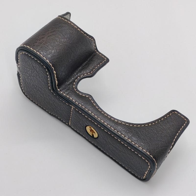 Fuji X-S10 Camera Half Case With Wrist Strap PU Leather Cover Water Buffalo Texture Protective Sleeve Travel Photography