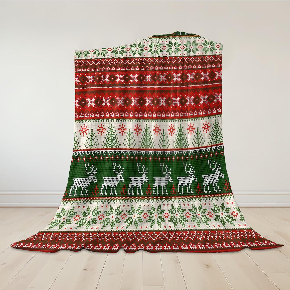 Christmas Elk party Flannel Blanket Warm Soft Halloween Christmas Couch Warm Cozy Decorative Decor Gift for All Season