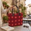 Christmas Snowflake Plaid Canvas Tote Bag Holiday Shopping Shoulder Handbag