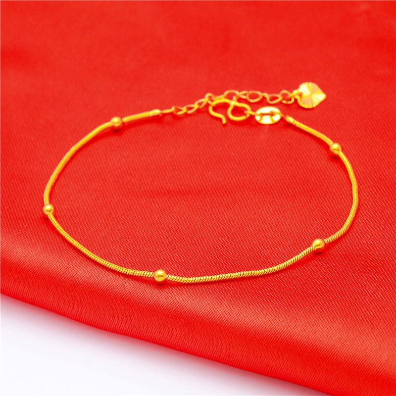 Vietnam Gold-Plated Fashion Bracelet: Hollow Four-Leaf Clover & Heart Design.