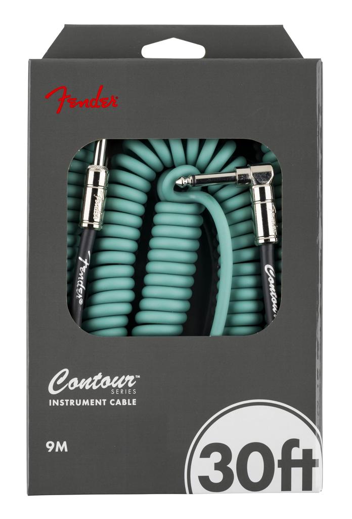 Fender Contour 30ft Coiled Sherwood Guitar Cable (approximately 9m) Cable, Green,