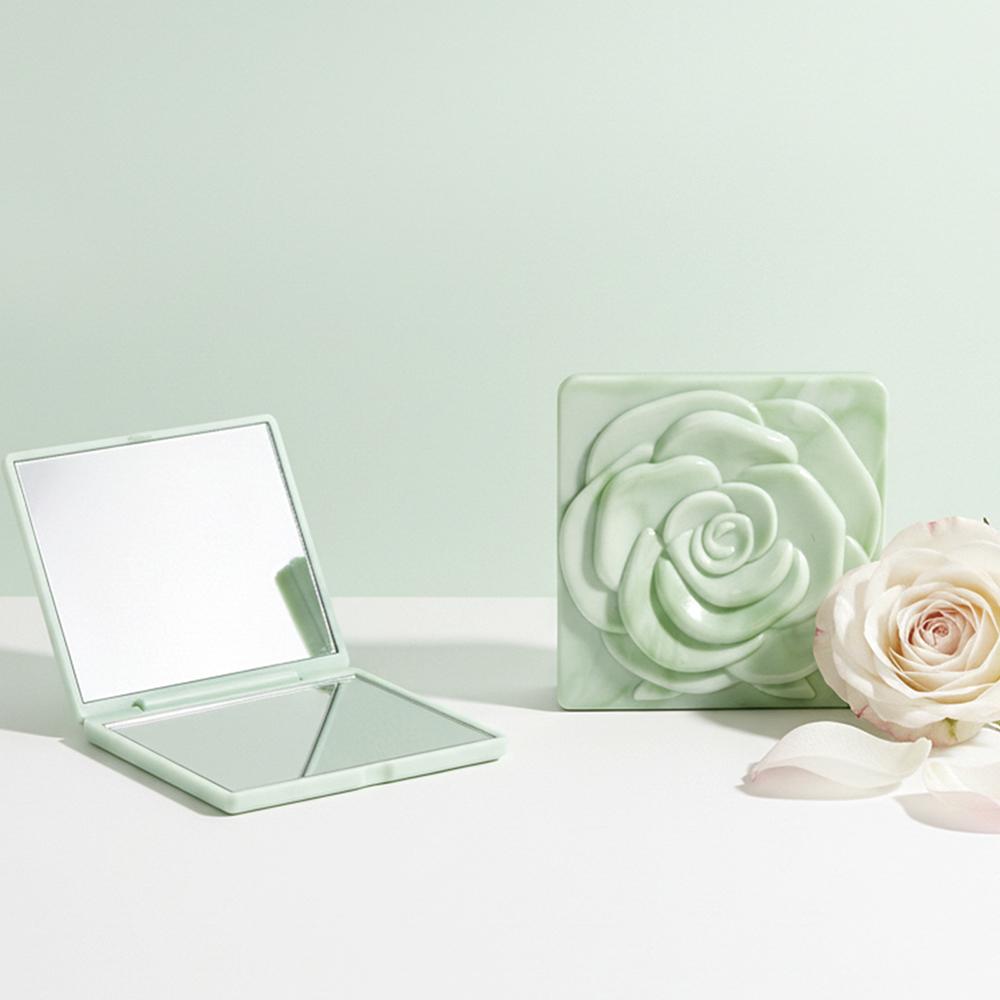 

7cm Square Rose Mirror with Storage Bag Lady Portable Handheld Folding Mirror Dressing Table Makeup Accessories світло-зелений колір