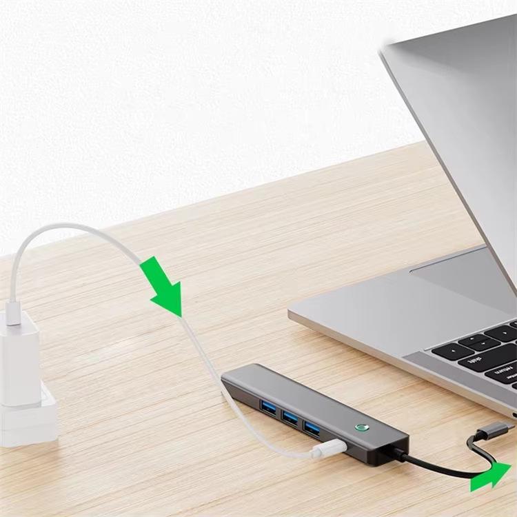 USB Type-C Docking Station with One-Button Screen Stop, High-Speed USB 3.0, HD TV Projection, Lightweight Aluminum Converter.