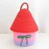 House Shape Cotton Rope Woven Storage Basket with Lid Large Capacity  Cute Bedroom Storage Basket Dustproof Cosmetics Storage