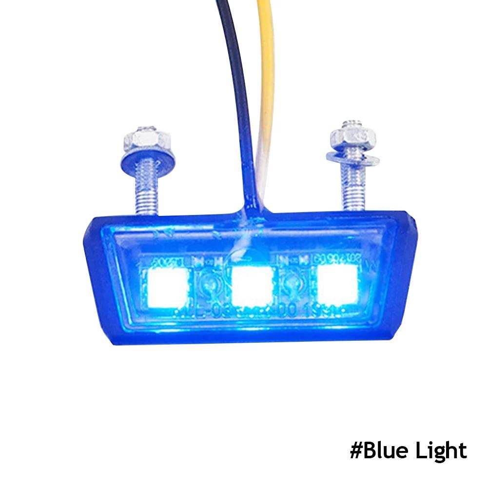 Motorcycle License Plate LED light Waterproof 12V Motorcycle License Light Rear Tail Lamp Indicators Motorbike Parts Universal синий
