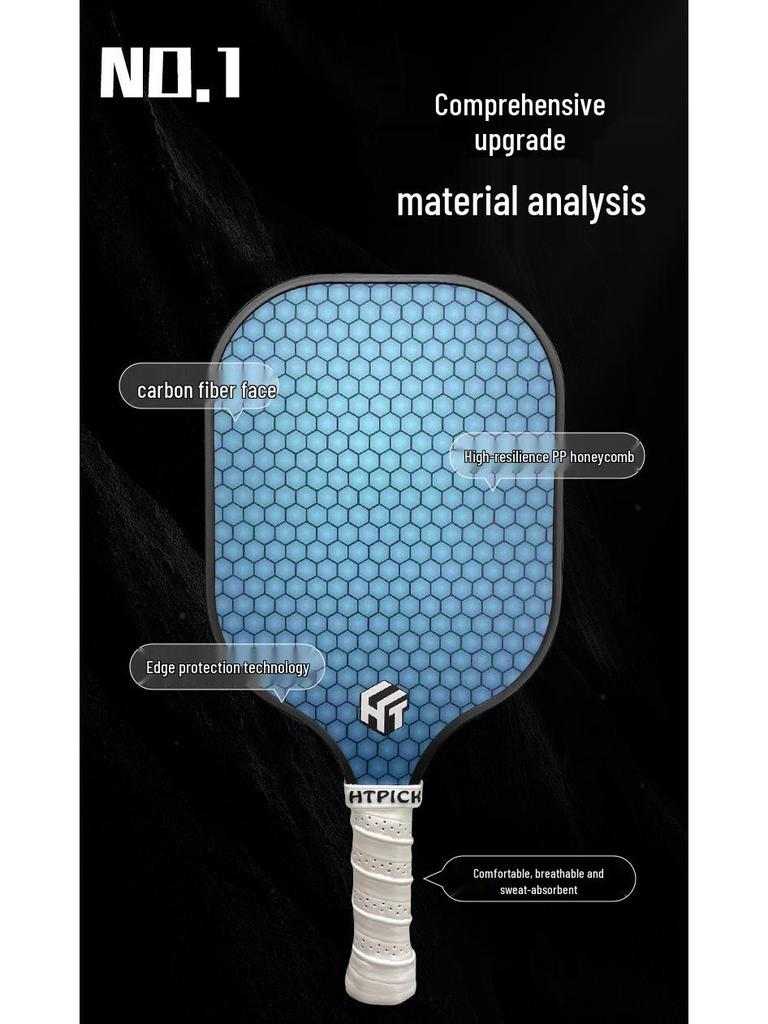 HTPICK Ensemble de raquettes de pickleball en fibre de carbone T300 pour adultes et enfants - Niveau compétition Pro.