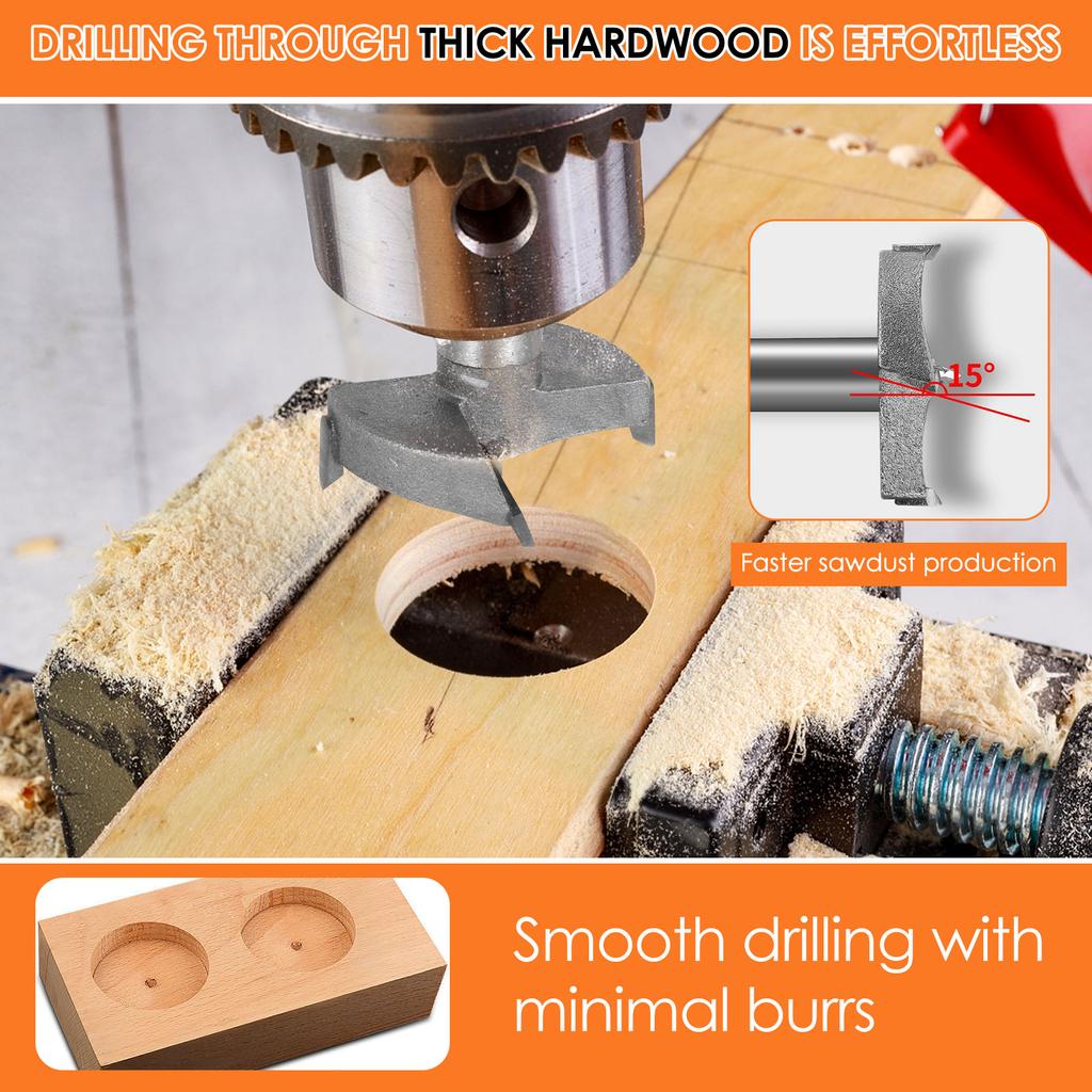 16mm-55mm Forstner Carbon Steel Boring Drill Bits Woodworking Self Centering Hole Saw Cemented Carbide Wood Cutter Tools Set