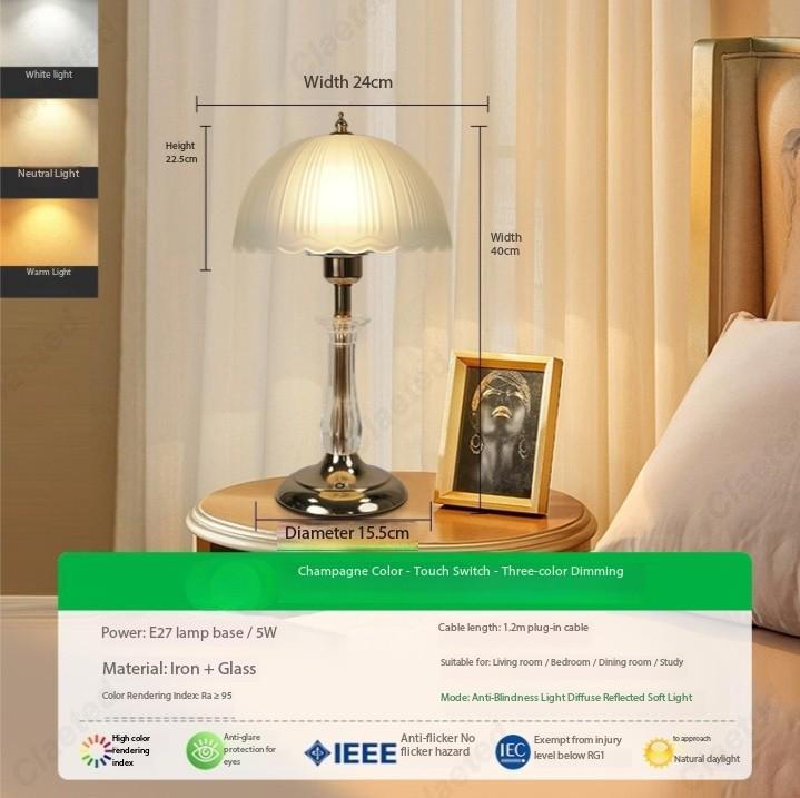 Creative New LED Glass Small Table Lamp Living Room Study Bedroom Bedside Atmosphere Decorative Lighting
