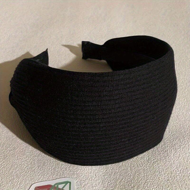 Solid Color Wide Edge Striped Yarn Headband High Head Headband French Gentle Atmosphere Hair Accessory