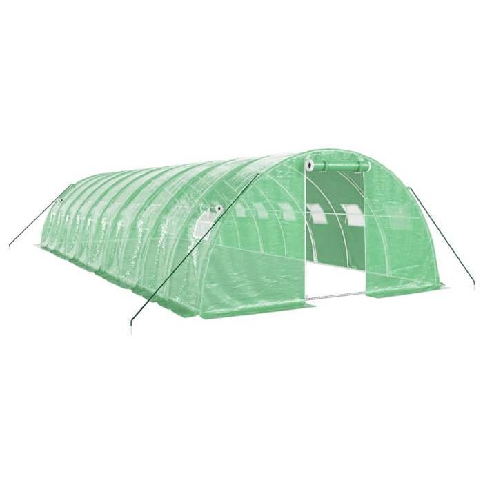 VidaXL Serre avec cadre en acier vert 40 m² 10x4x2 m, polytunnel, serre à cadre froid, serre pour tomate, serre de jardin, 3188064