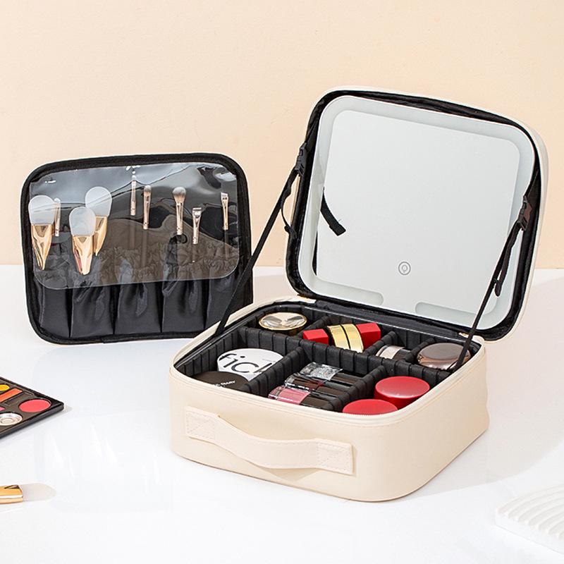 Portable LED Makeup Case with Large Mirror and Handle