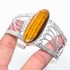 Natural Tiger Eye Gemstone 925 Sterling Silver Cuff Bangle Adjustable N9b11