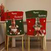 Christmas Santa and Snowman 3D Chair Covers for Holiday Home Decoration Soft Fabric Easy Installs Chair Back Covers 1PC