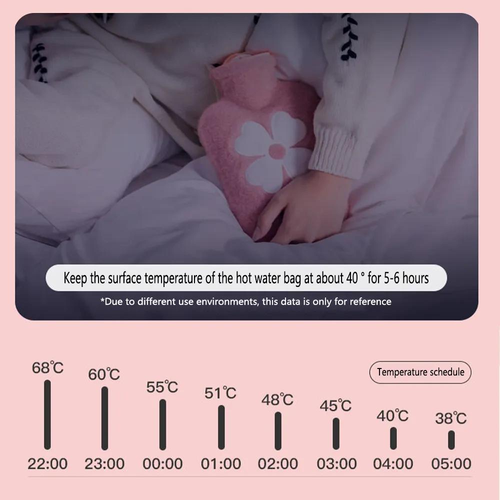 Flannel Hot Water Bottle Hand Warmer Winter Cute Kawaii Water Bottle for Girls Portable Waist Hand Bed Warm Bottles 500/1000ml