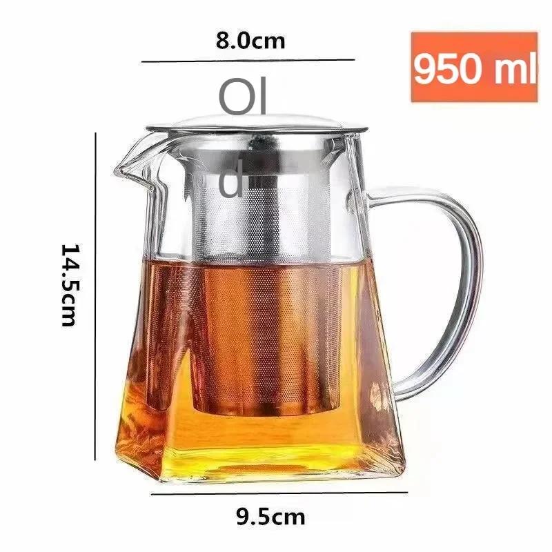 Tea Infusers 550/750/950ML Stainless Steel Infuser Bottle Heat Resistant Glass Teapot Household Teaware Tea Infuser Clear Kettle