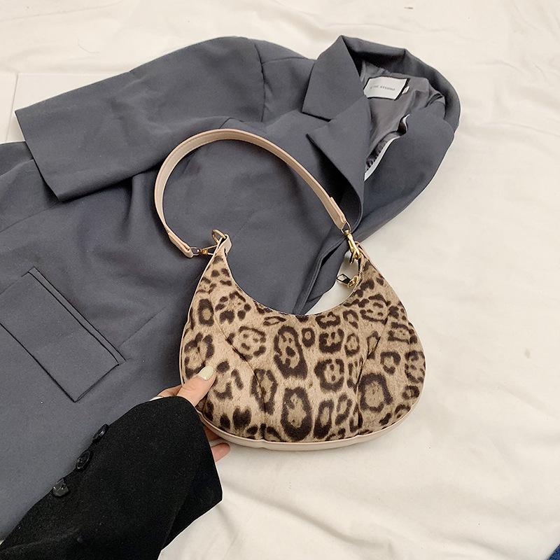 Fashion Brown Leopard Shoulder Bags PU Leather Versatile Underarm Bag Vintage Small Purse and Handbags For Women KTY