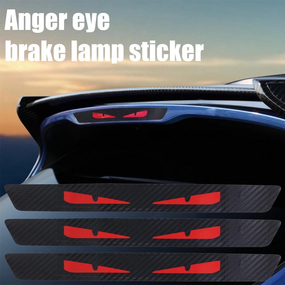 1-4pcs New Carbon Fibre Car Stickers Brake Tail Light Warning Stickers Personalized High End Creative Decals Auto Accessories