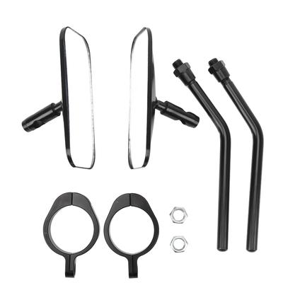Motorcycle Rearview Mirror Square Clear Wide Angle Side Rear View Wing Mirror Kit for 38mm Inner Diameter Bumper Shock