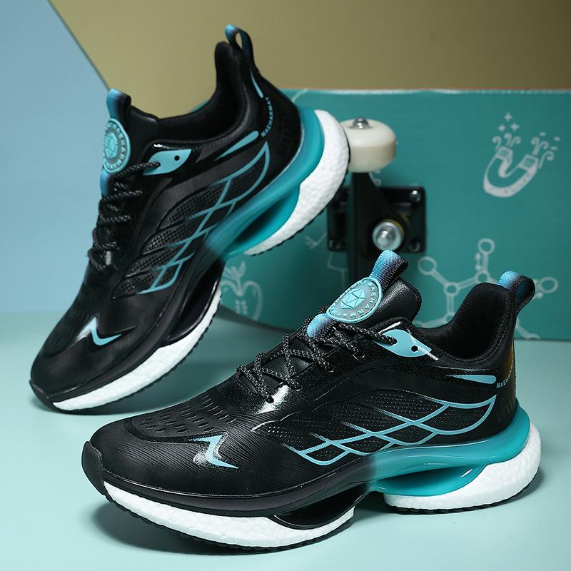 Men's Cross-Border Lightweight Dad Sneakers with Breathable Mesh & Popcorn Soles for Casual Running