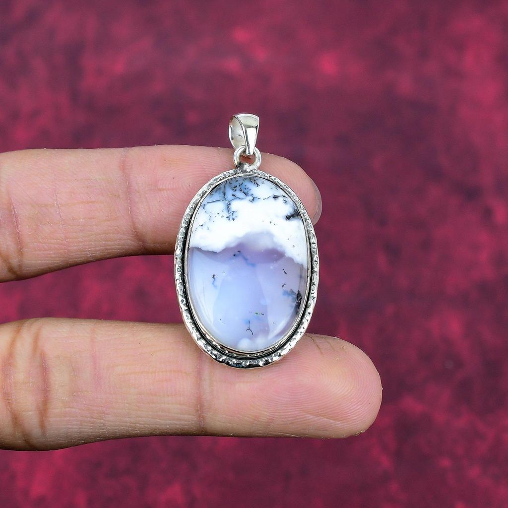 Dendrite Opal 925 Solid Sterling Silver Pendant, Handmade Gemstone Jewelry Pendant Gift For Birthday