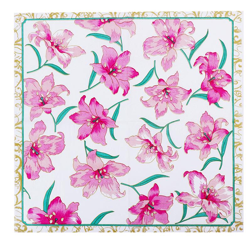 In-stock Red Floral Paper Napkins, Ideal for Western Restaurants & Bakeries